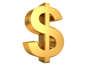 A large gold dollar sign on a black background Transparent PNG