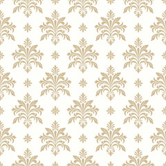 Abstract geometric seamless vector pattern. Stylized floral elements and simple geometric shapes in a damask style. Elegant  texture for wallpapers, backgrounds and page fill.