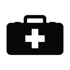 Obraz premium First Aid Kit Silhouette Icon - Medical Emergency Box Symbol for Healthcare and Safety