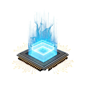 Advanced Microprocessor with Glowing Blue Digital Energy and Circuitry computer chip technology