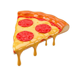 3d rendered delicious pepperoni pizza slice isolated on transparent background