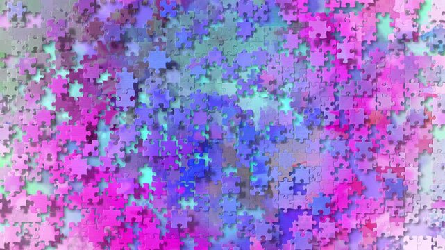 Vertical Watercolor Abstract Puzzle Pieces 4K Loop features watercolor paints dropping and splashing with a new variation dropping in frame as puzzle pieces to form a new painting in a vertical ratio 
