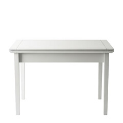 Simple white wooden dining table with four legs isolated on transparent background