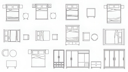 CAD Furniture Blocks Top View Set | Architectural Mobiliario Vector for Floor Plan Design