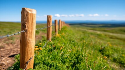 Obraz premium Scenic Scandinavian Countryside with Open Sky and Wooden Fence Line