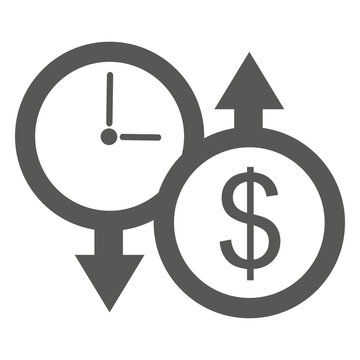 Down clock up dollar icon