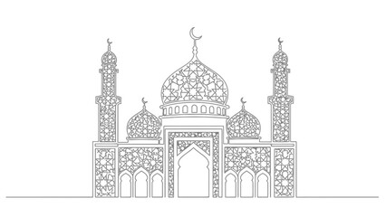 Islamic mosque architecture line drawing © Azizi