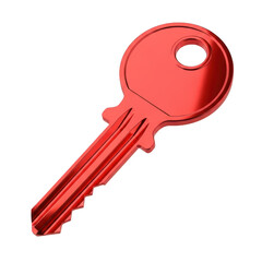 3d rendered metallic key isolated on transparent background