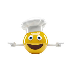 3d rendered cheerful chef emoji isolated on transparent background