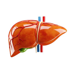 3d rendered detailed anatomy of a liver with vascular structures isolated on transparent background