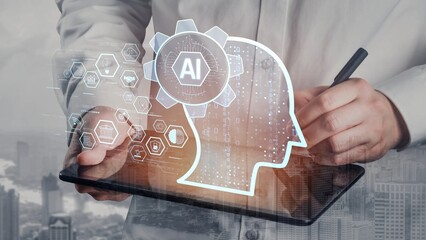 AI integrated with human cognition, supporting decision-making, automation, robotics, data...