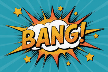 The word "bang" drawn in pop art style. words of surprise. illustration