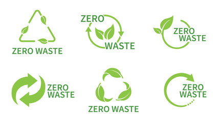 Eco-friendly recycling arrow vector icon set with zero waste. Vector illustration