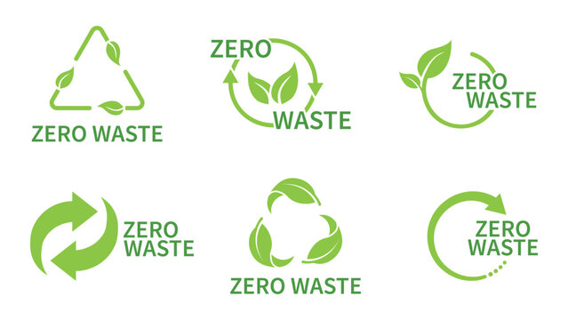 Eco-friendly recycling arrow vector icon set with zero waste. Vector illustration