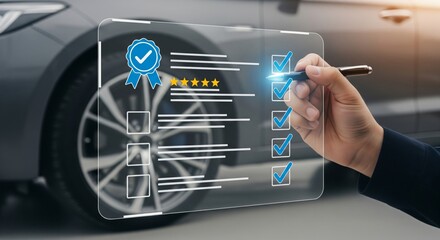 Car Quality Inspection Checklist with Certification and Approval Concept