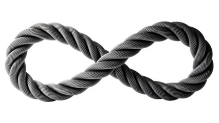 Gray rope infinity symbol isolated on transparent background