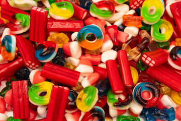 Assorted colorful gummy candies. Jelly  sweets.