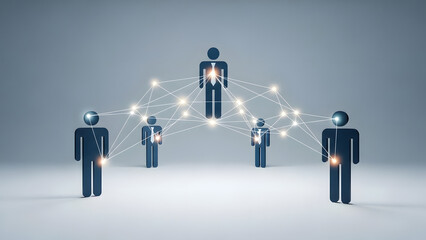 Digital Human Network with Glowing Nodes and Interconnected Lines