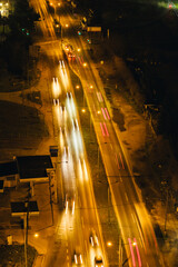 Night Traffic in Western Thessaloniki &mdash; Long Exposure Aerial View