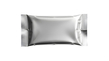 A shiny silver foil packet isolated on transparent background