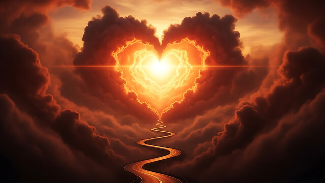 Heart of light in a dark fantasy landscape