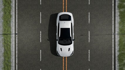 3d white sport car on the road top view © Astro Vigital