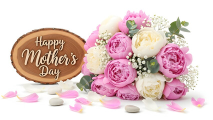 Happy mother's day floral bouquet with pink and white roses