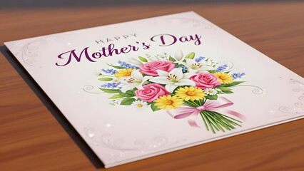 Happy mother's day greeting card with colorful floral bouquet