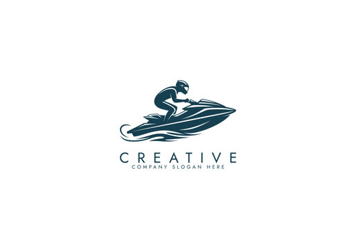 Jets ski Water sport logo, Dynamic Jet Ski Rider Logo vector design
