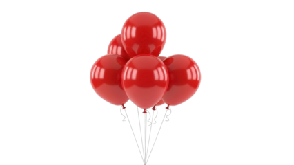 Floating Bunch of Red Balloons on a Transparent PNG Image
