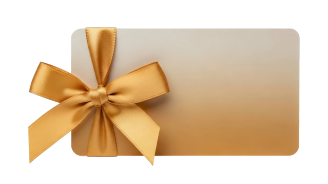 Golden Card with Bowknot on Transparent Background PNG - Powered by Adobe