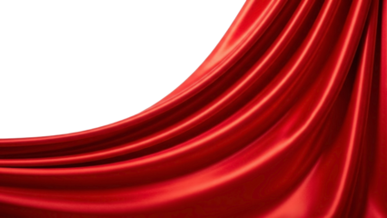 Smooth Scarlet Silk Curtain on a Transparent Background PNG File