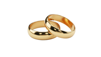 Two Golden Wedding Rings on a Transparent Background PNG File