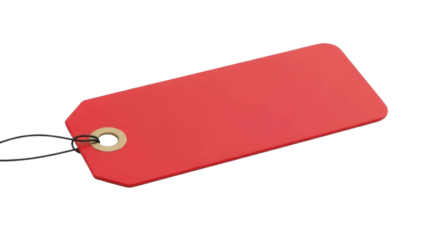 Blank Red Price Tag on a Transparent Background PNG Image