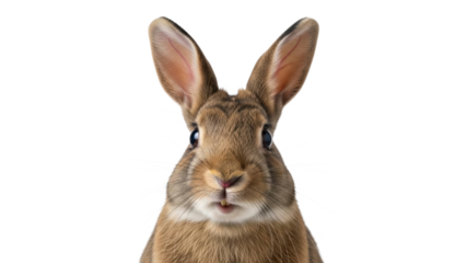Rabbit Head Close-up Portrait on a Transparent Background PNG