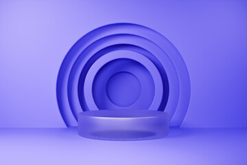 Obraz premium Abstract 3D purple podium stage with circular wall pattern