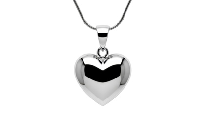 Heart Shaped Pendant on Chain Isolated on Transparent PNG