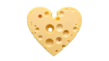 Heart Shaped Cheese with Holes on a Transparent PNG Image
