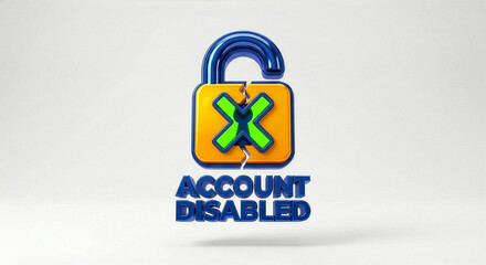 A broken lock with the words account disabled displayed prominently