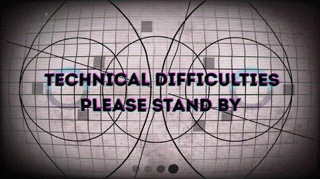 Technical difficulty on television screen with please stand by text. Suitable for presentations on IT issues, downtime, broadcasting problems, and technical difficulties