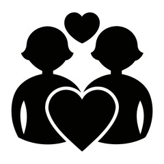 Fototapeta premium Title: Silhouette of two people with a heart between them in black and white
