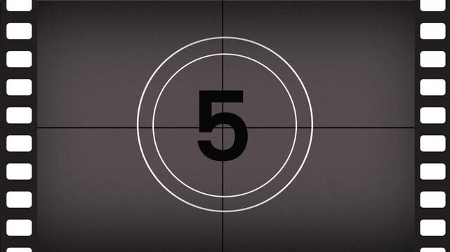 film strip old 10 seconds countdown from ten to zero animation