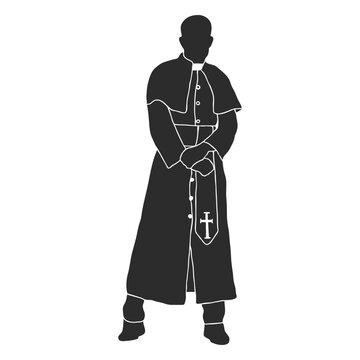 Posing standing priest clergy stencil