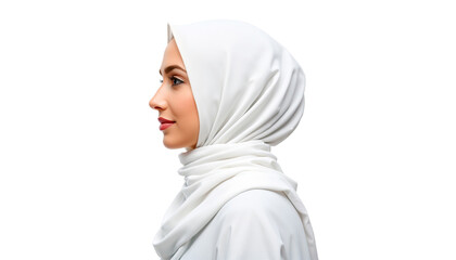 Woman wearing blank white hijab mockup, ai generated