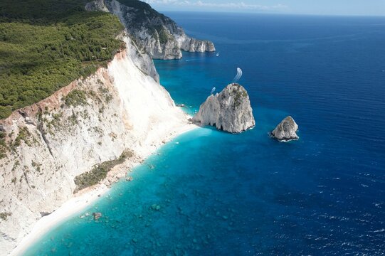 Atemberaubende Luftaufnahme Der Klippen Am Meer