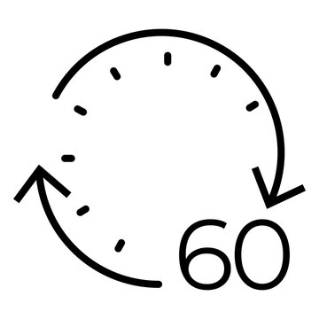 Circular arrows clock number 60 stroke