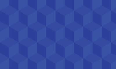 Seamless abstract geometric cube pattern in deep blue tones, modern 3D isometric background texture ideal for technology, branding, wallpaper and digital design projects