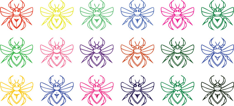 Colorful insect bugs patterns collection