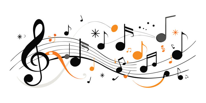 Colorful music notes and symbols with vector file