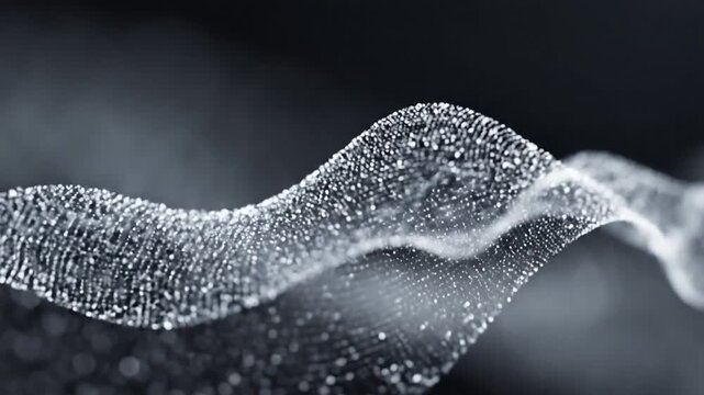 Abstract Digital Waveform of Glowing Particles in Motion.